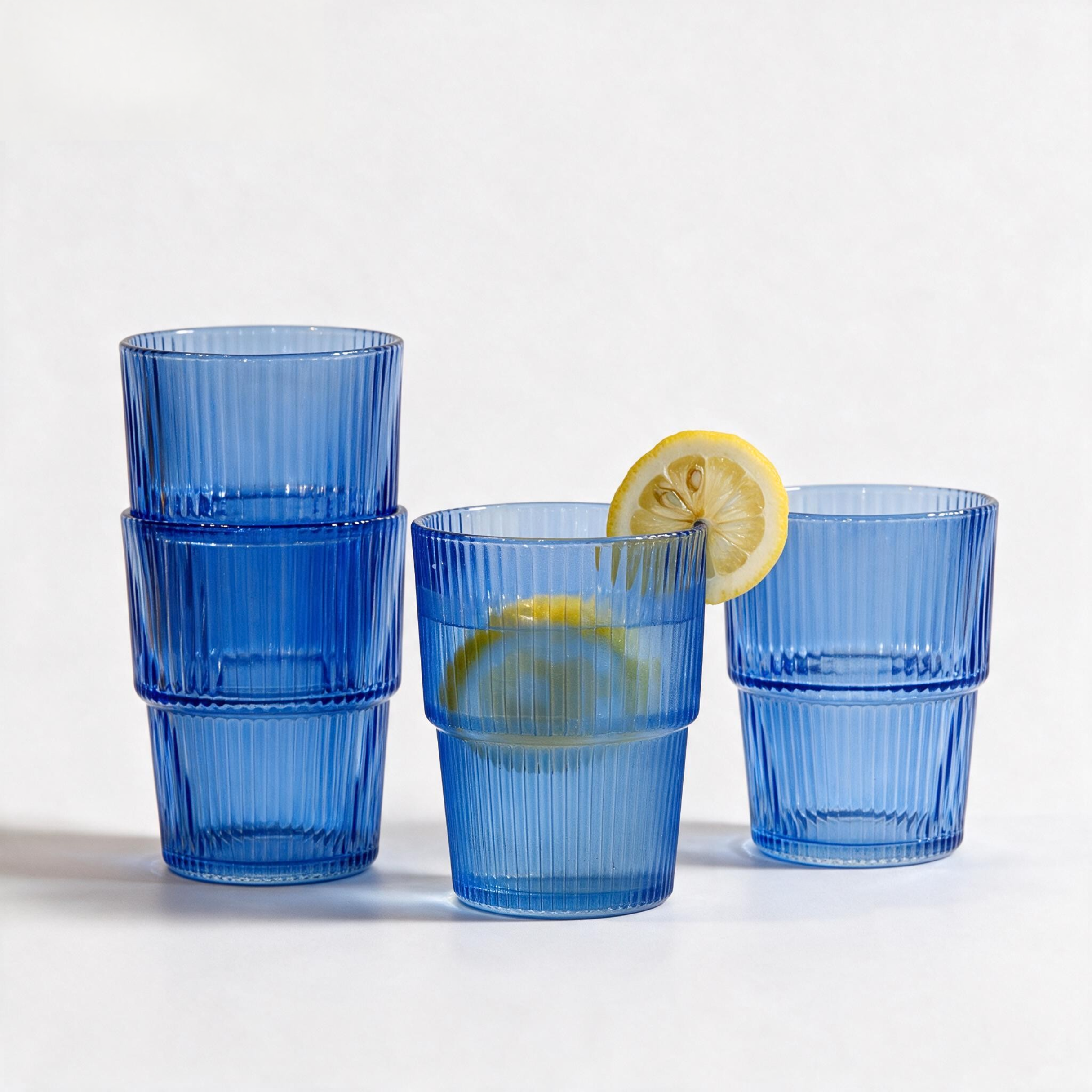 Stackable Ribbed Drinking Glasses