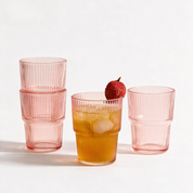 Stackable Ribbed Drinking Glasses