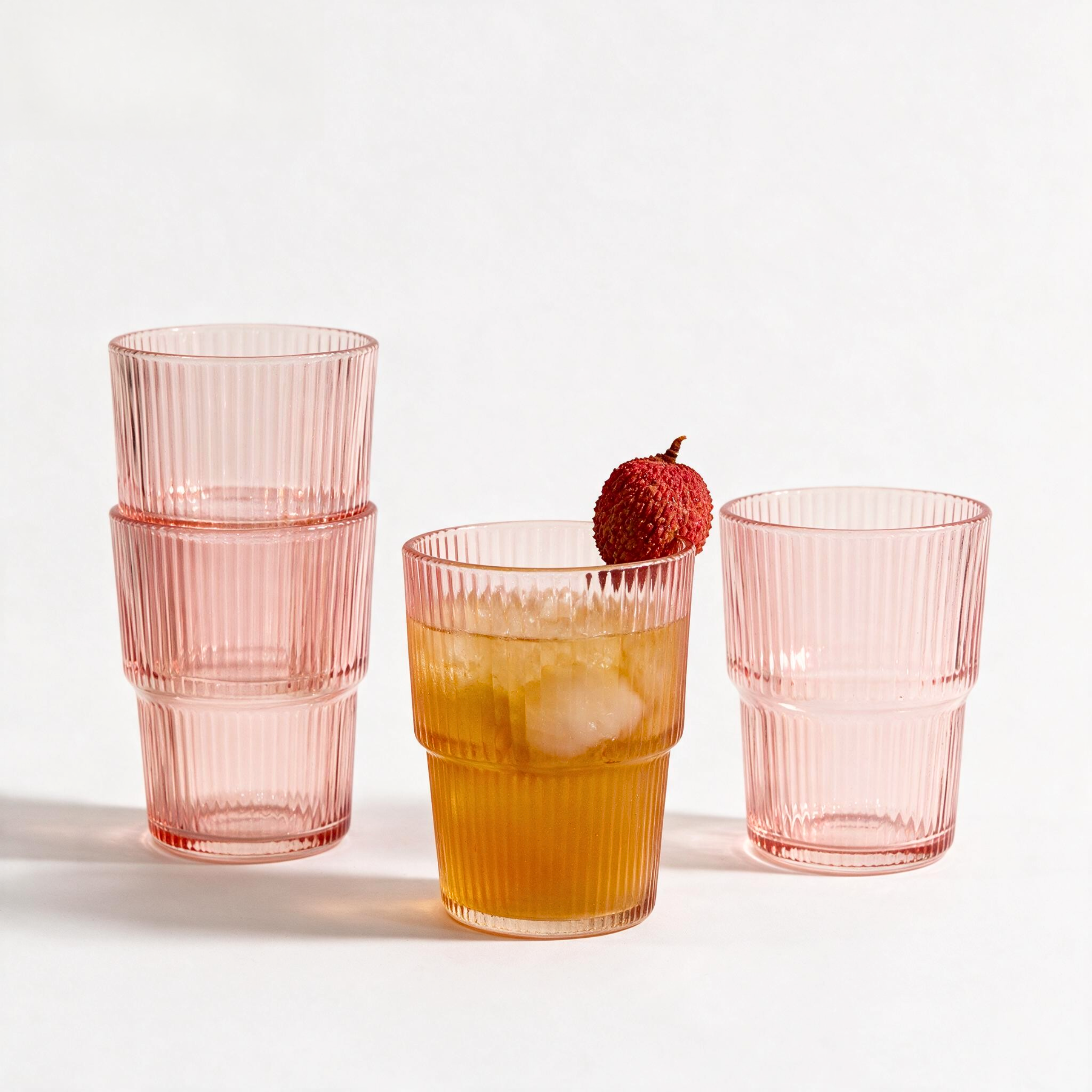 Stackable Ribbed Drinking Glasses
